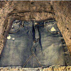 High Rise A-Line jean skirt